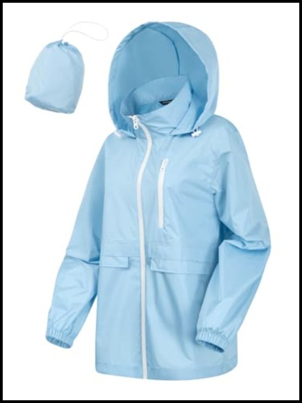 Women Waterproof Windbreaker Rain Jacket with Hood Packable Lightweight